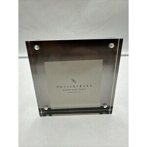 Pottery Barn acrylic display paperweight  Holding Photo Square 5”